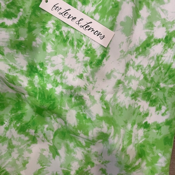 NWT For Love & Lemons Tie-Dye One-Shoulder Dress Green Size Largely - Picture 7 of 9
